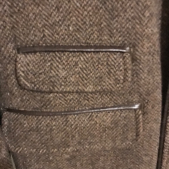 Men’s Daniel Cremieux 100% Wool Tweed Coat w/ leather look trim